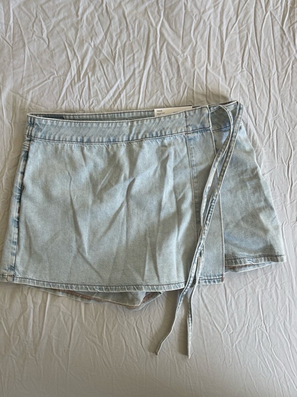 American Eagle Outfitters Light Blue Denim Wrap Skort with Tie